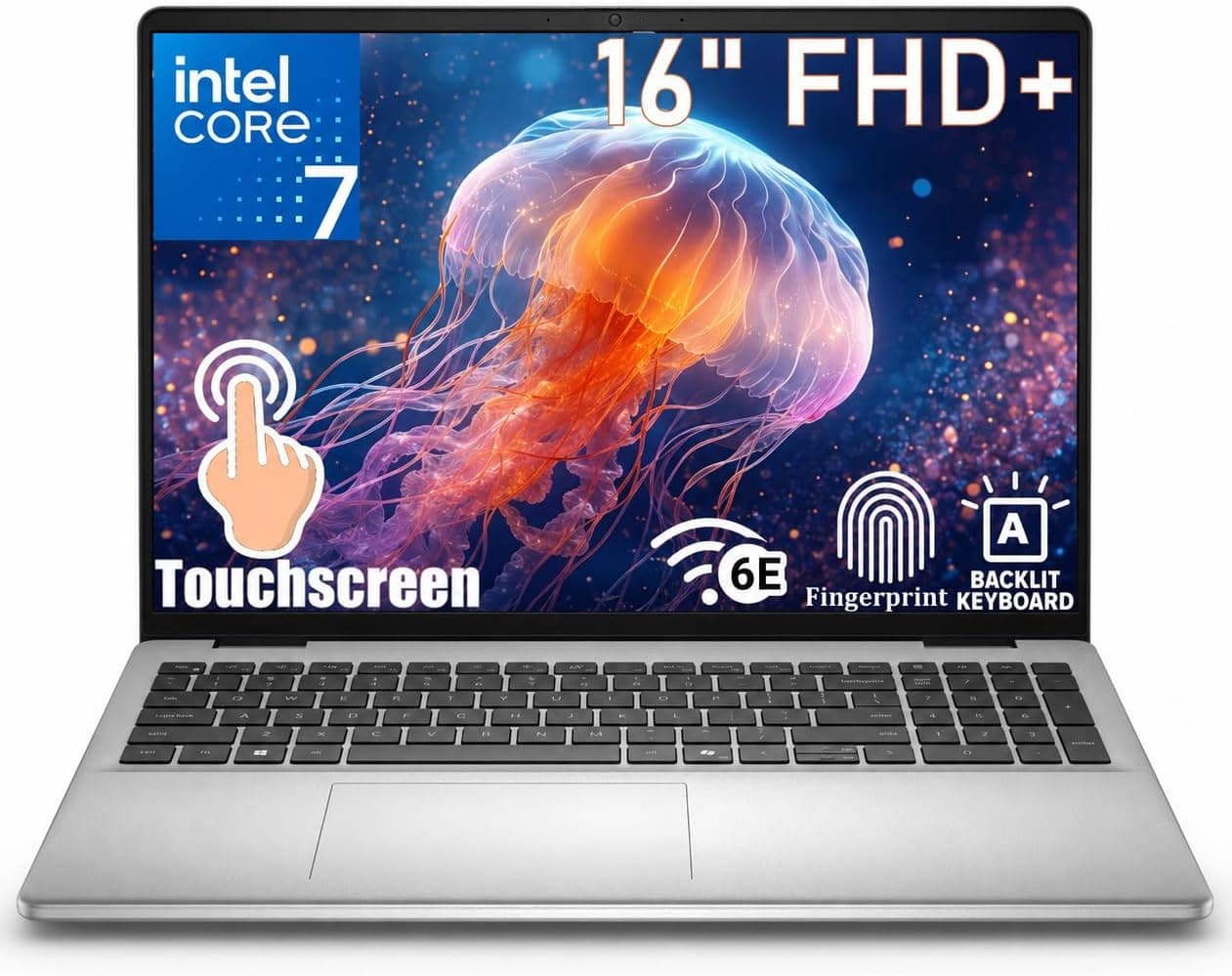 Dell 16-inch Touchscreen Laptop 2026 (16GB DDR5, 256GB SSD, FHD+ IPS)