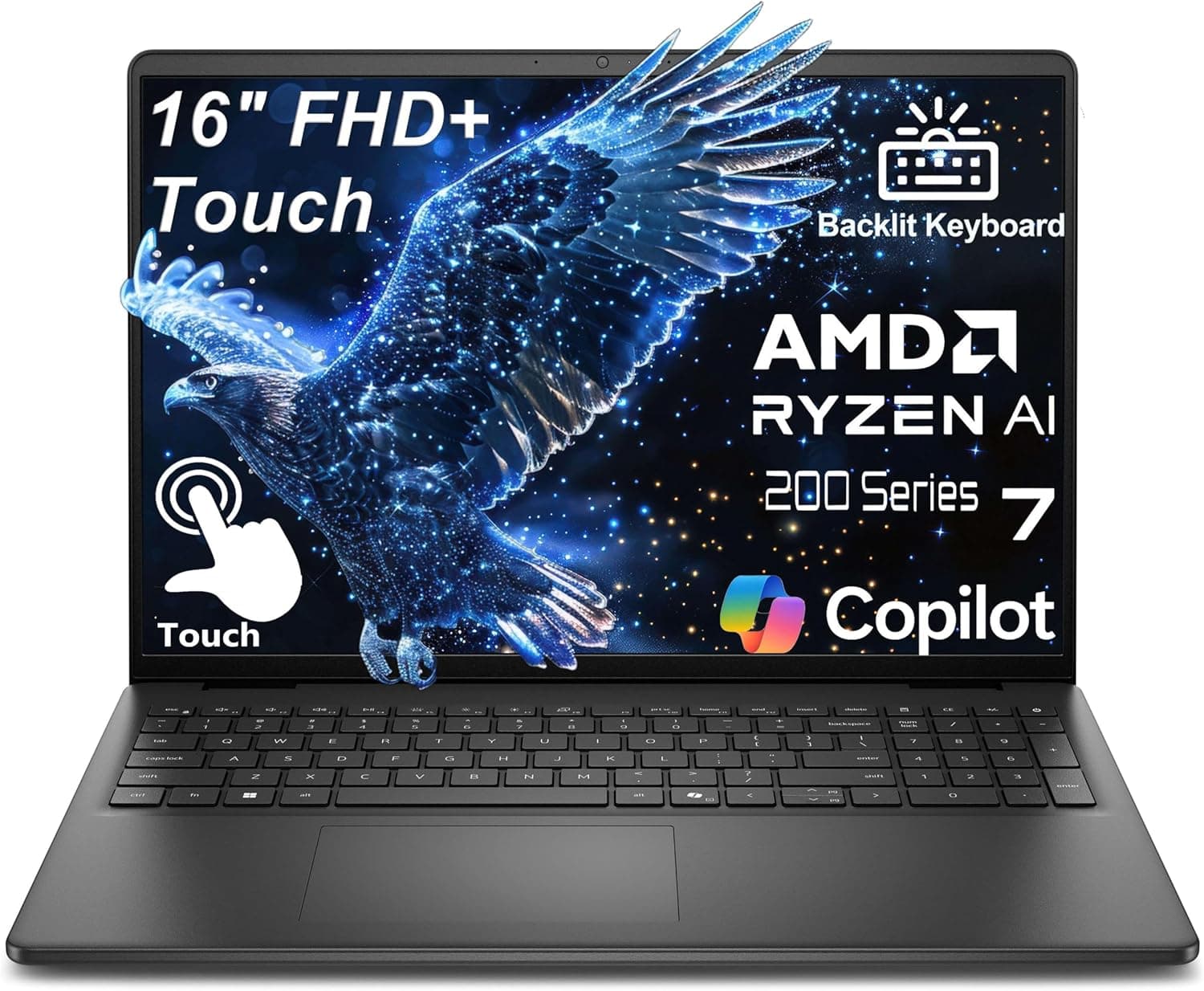 Dell 16-inch Touchscreen Laptop 2026 (16GB DDR5, 256GB SSD, FHD+ IPS)